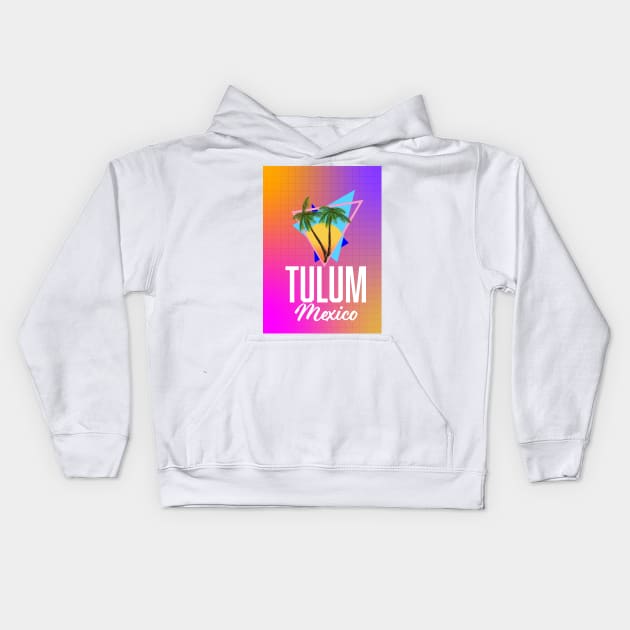 Tulum Mexico travel poster Kids Hoodie by nickemporium1